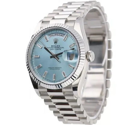 Rolex Day Date 40mm – Ice Blue Stick Dial & Fluted Bezel – L-113